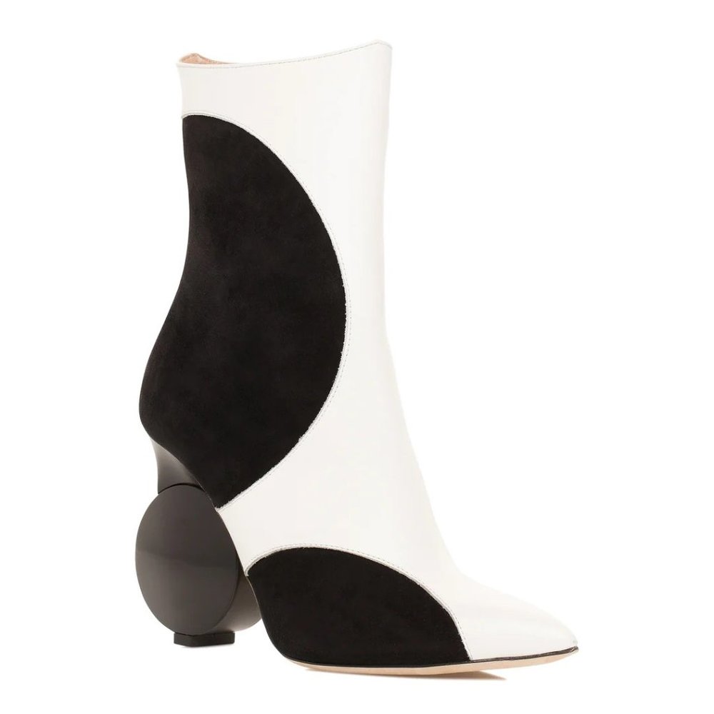 Tori Soudan Julee Black & White Ankle Boot - Size EU 36.5 / US 6